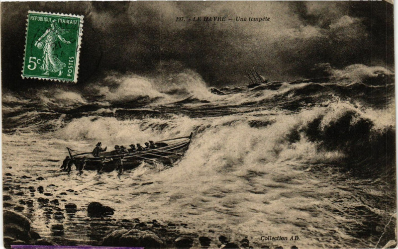 Carte postale ancienne Le Havre-Une tempete au Havre