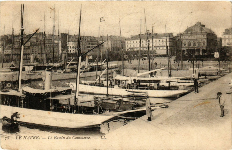 Carte postale ancienne Le Havre-Le Bassin du Commerce au Havre