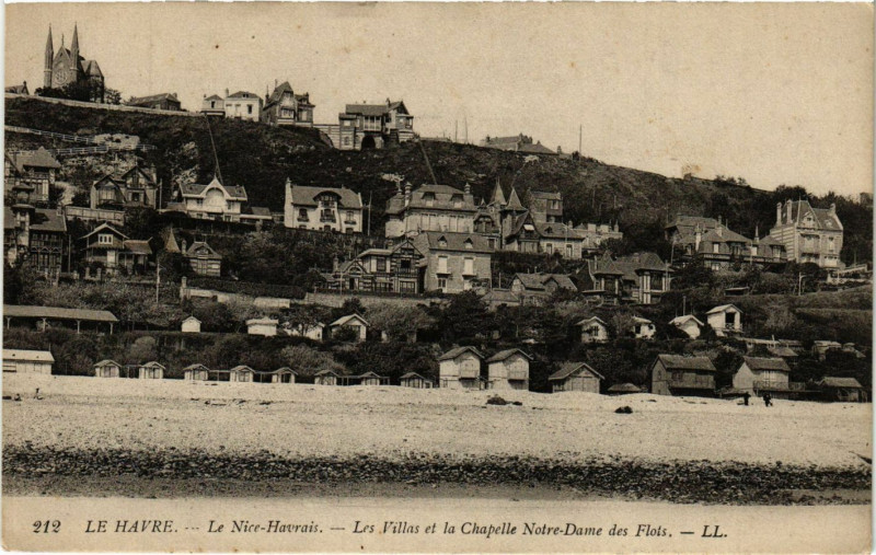 Carte postale ancienne Le Havre Le Nice-Havrais Les Villas et la Chapelle Notre-Dame au Havre