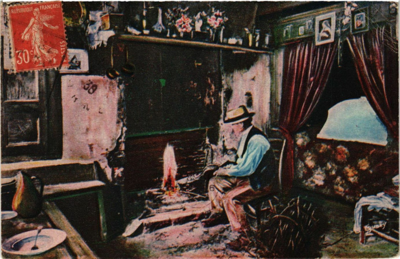 Carte postale ancienne La Normandie Pitt. Interieur Normand à Eu
