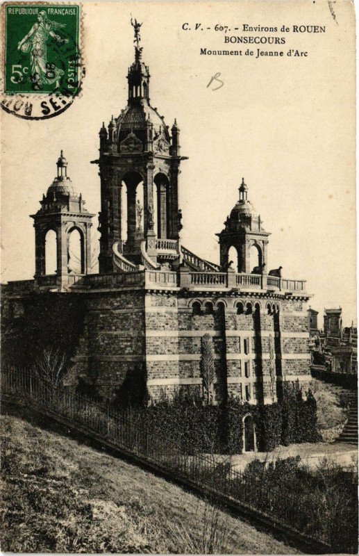 Carte postale ancienne Env. de Rouen-Bon-Secours Monument de Jeanne d'Arc à Rouen