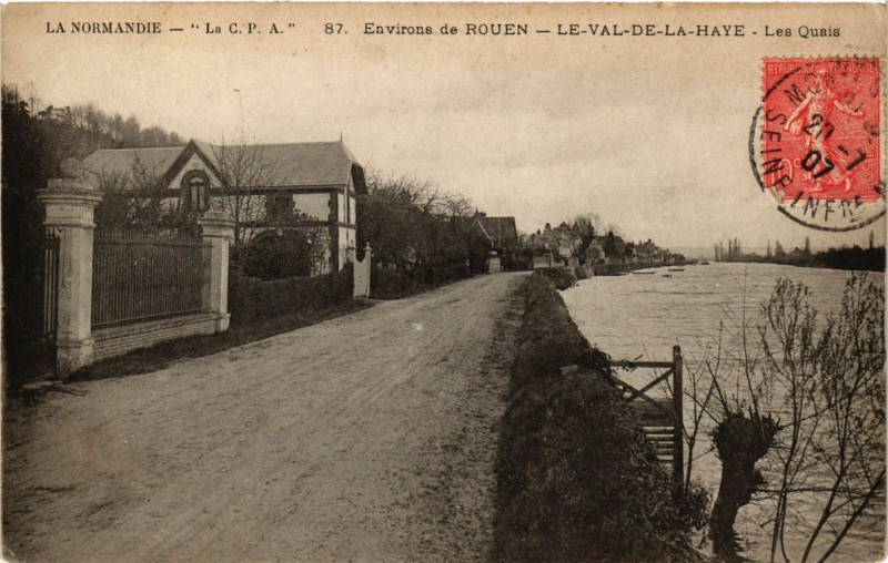 Carte postale ancienne Env. de Rouen Le Val de la Haye Les Quais à Rouen