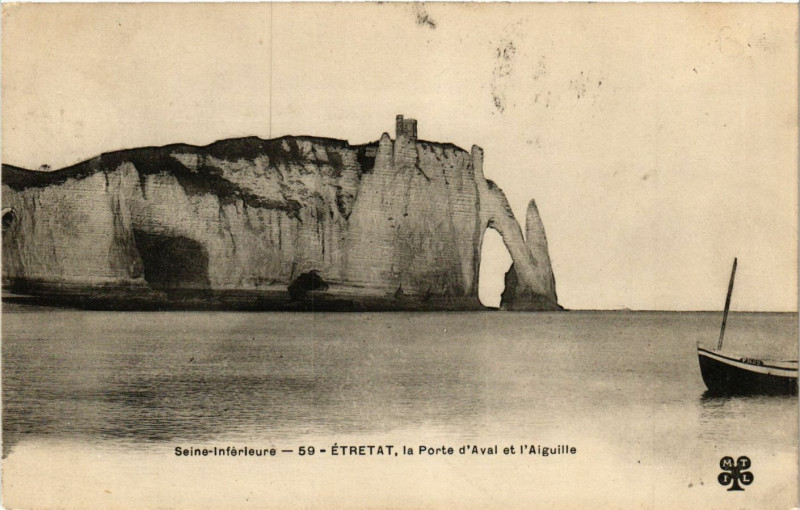 Carte postale ancienne Etretat-La Porte d'Avant et l'Aiguille à Étretat