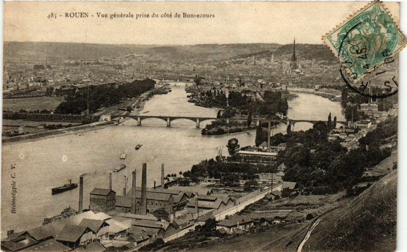Carte postale ancienne Rouen-Vue générale prise du cote de Bon-Secours à Rouen