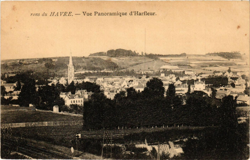 Carte postale ancienne Rons du Havre-Vue Panoramique d'Harfleur à Eu