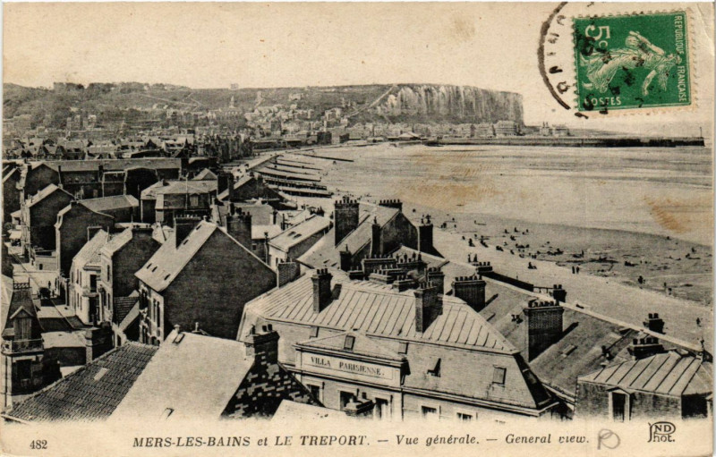 Carte postale ancienne Mers-les-Bains et Le Treport Vue générale