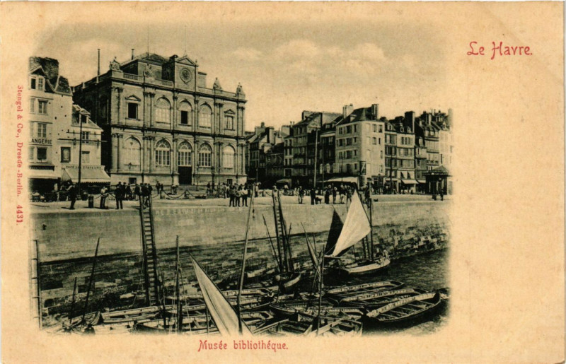Carte postale ancienne Le Havre-Musée bibliotheque au Havre