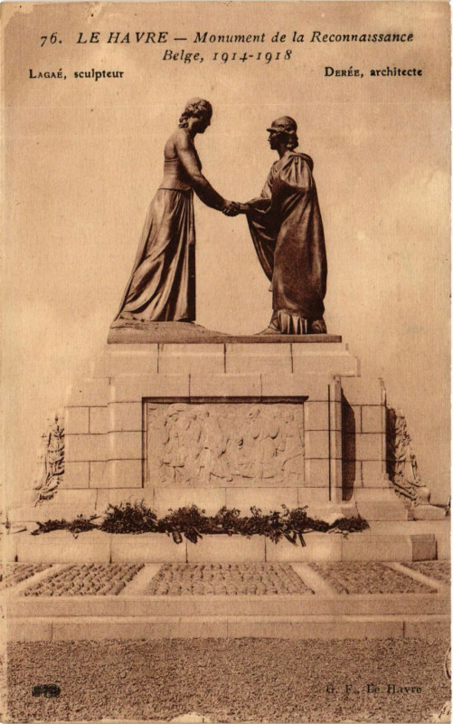 Carte postale ancienne Le Havre-Monument de la Reconnaissance Belge au Havre