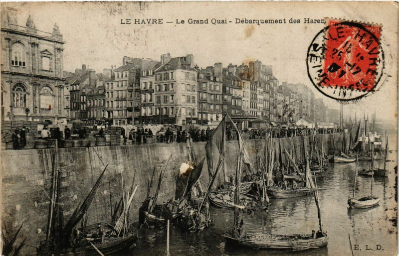 Carte postale ancienne Le Havre-Le Grand Quai Debarquement des Harem au Havre