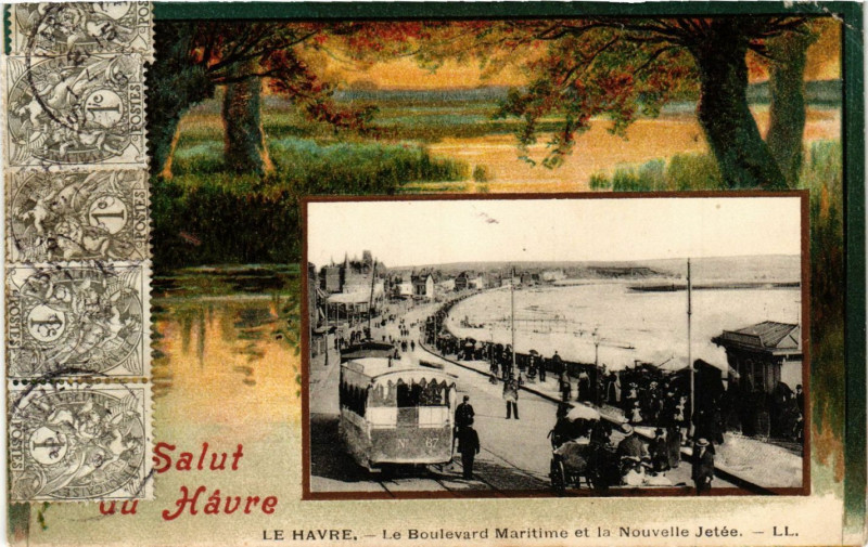 Carte postale ancienne Le Havre-Le Boulevard Maritime et la Nouvelle Jetée au Havre