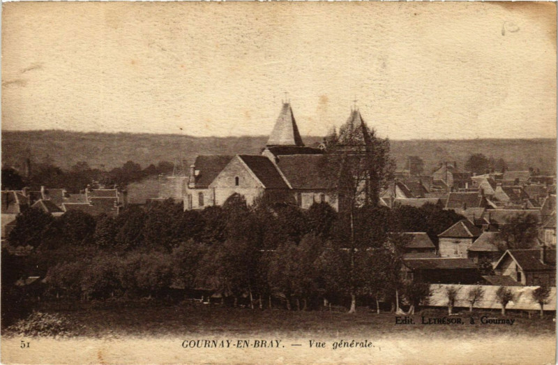 Carte postale ancienne Gournay en Bray-Vue générale à Gournay-en-Bray