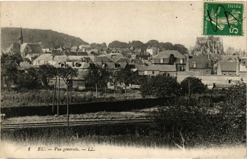 Carte postale ancienne Eu - Vue générale à Eu