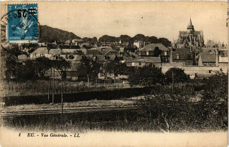 Carte postale ancienne Eu - Vue générale à Eu