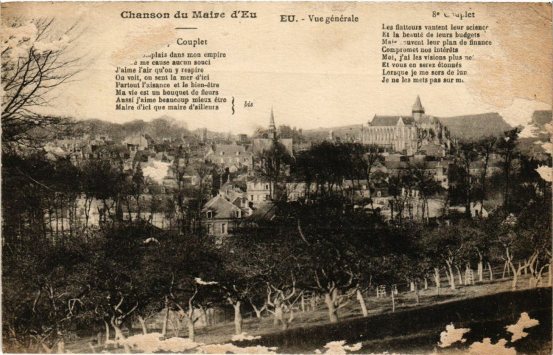 Carte postale ancienne Eu - Vue générale à Eu