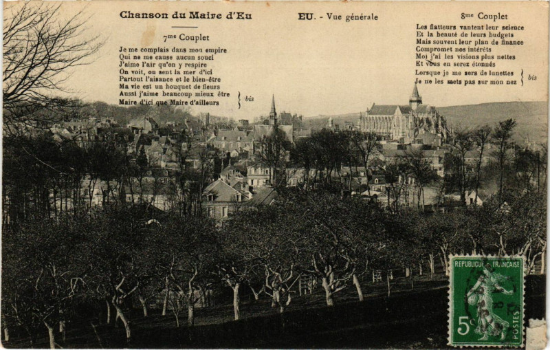 Carte postale ancienne Eu - Vue générale à Eu