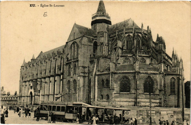 Carte postale ancienne Eu - Eglise Saint-Laurent à Eu