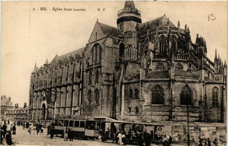 Carte postale ancienne Eu - Eglise Saint-Laurent à Eu