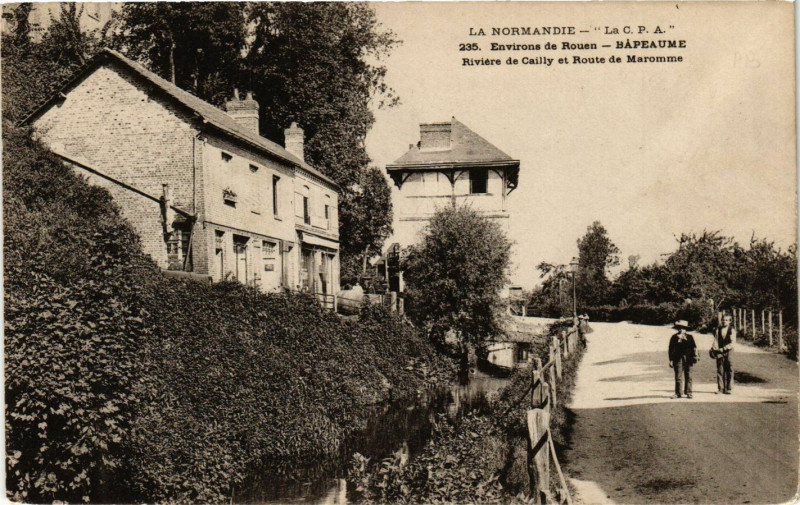 Carte postale ancienne Env. de Rouen-Bapeaume Riviere de Cailly et Route de Maromme à Cailly