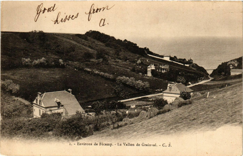 Carte postale ancienne Env. de Fecamp Le Vallon de Grainval à Fécamp