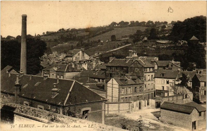 Carte postale ancienne Elbeuf-Vue sur la cote Saint-Auct à Elbeuf