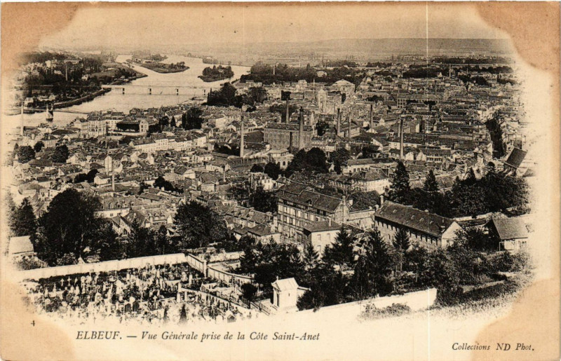 Carte postale ancienne Elbeuf-Vue générale prise de la Cote Saint-Anet à Elbeuf