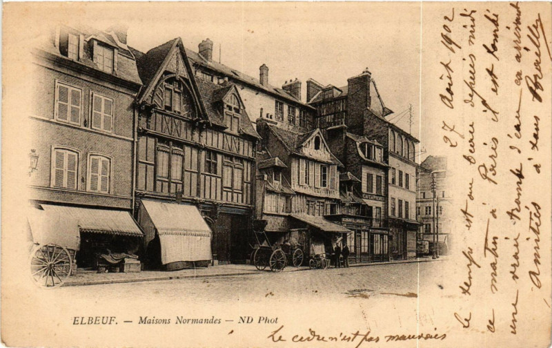 Carte postale ancienne Elbeuf-Maisons Normandes à Elbeuf