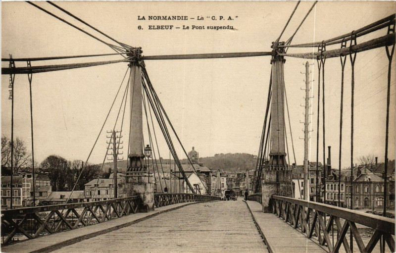 Carte postale ancienne Elbeuf-Le Pont suspendu à Elbeuf