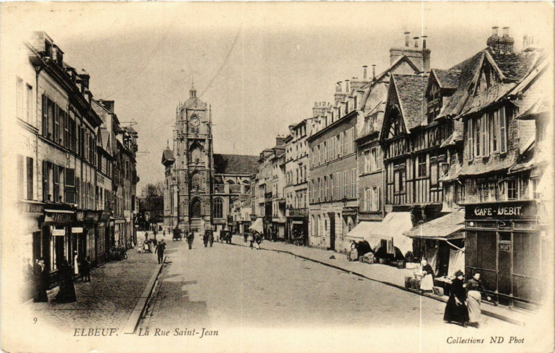 Carte postale ancienne Elbeuf-La Rue Saint-Jean à Elbeuf