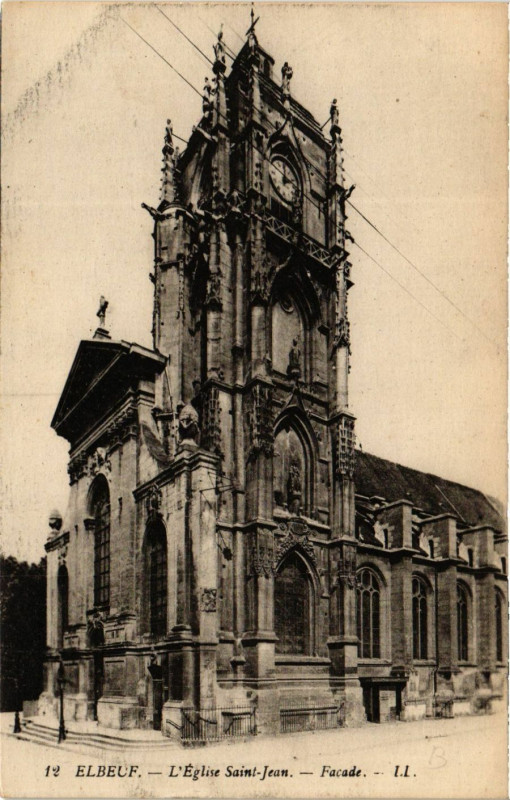 Carte postale ancienne Elbeuf-L'Eglise Saint-Jean Facade à Elbeuf