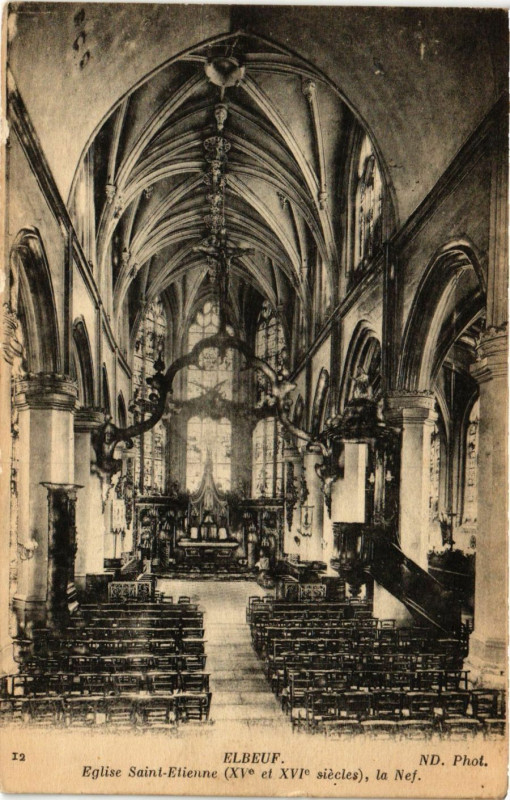Carte postale ancienne Elbeuf-Eglise Saint-Etienne la Nef à Elbeuf