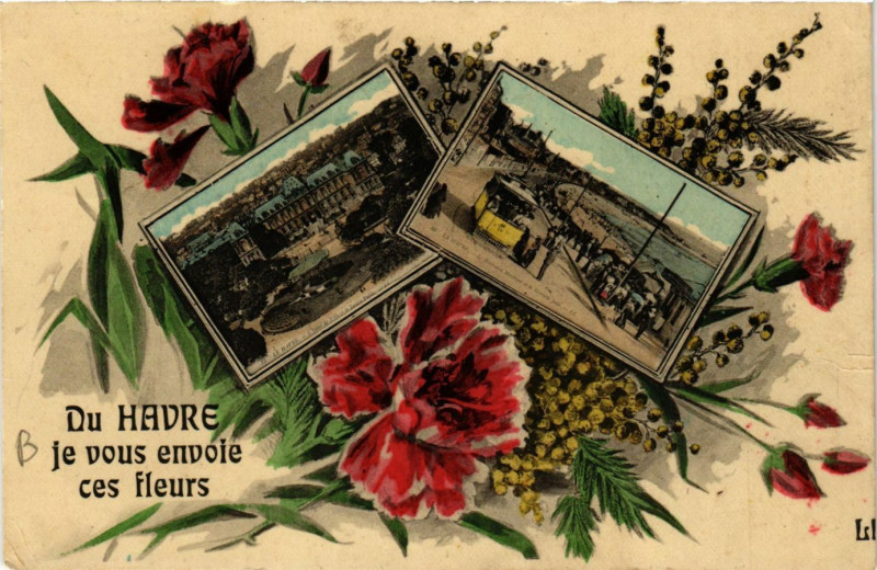 Carte postale ancienne Du Havre je vous envoie ces fleurs à Eu