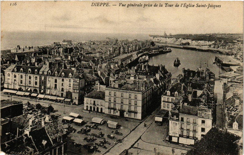 Carte postale ancienne Dieppe-Vue générale prise de la Tour de l'Eglise Saint-Jacques à Dieppe