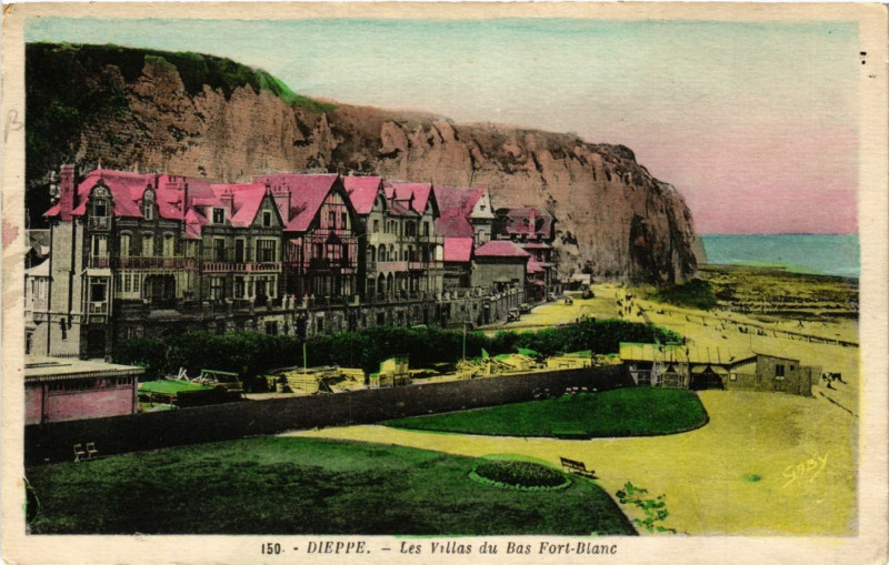 Carte postale ancienne Dieppe-Les Villas du Bas Fort-Blanc à Dieppe
