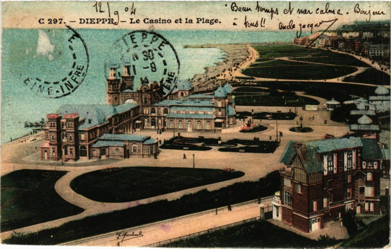 Carte postale ancienne Dieppe-Le Casino et la Plage à Dieppe