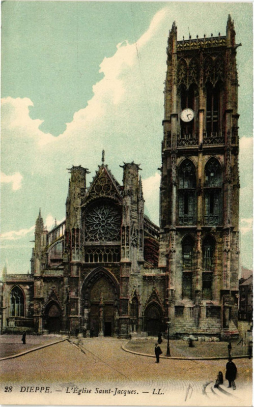 Carte postale ancienne Dieppe-L'Eglise Saint-Jacques à Dieppe