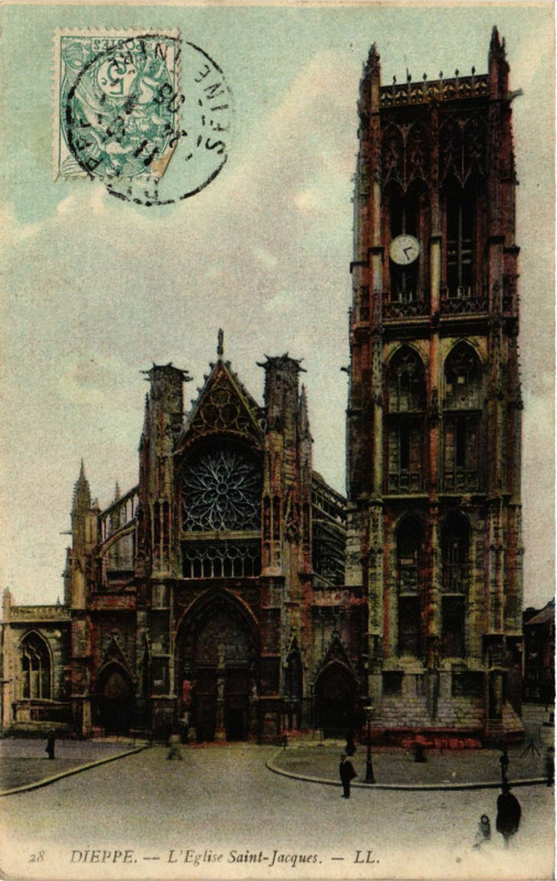 Carte postale ancienne Dieppe-Eglise Saint-Jacques à Dieppe
