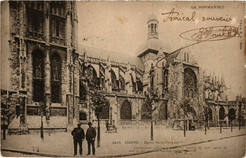 Carte postale ancienne Dieppe-Eglise Saint-Jacques à Dieppe