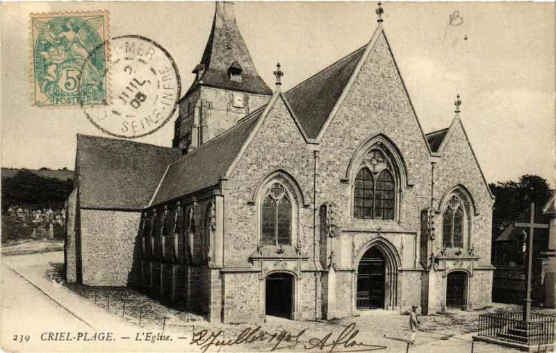 Carte postale ancienne Criel-Plage L'Eglise