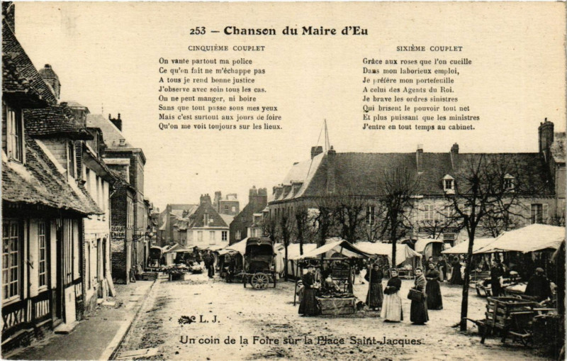 Carte postale ancienne Chanson du Maire d'Eu à Eu