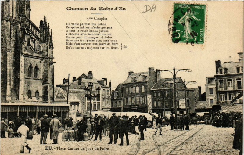 Carte postale ancienne Chanson du Maire d'Eu à Eu