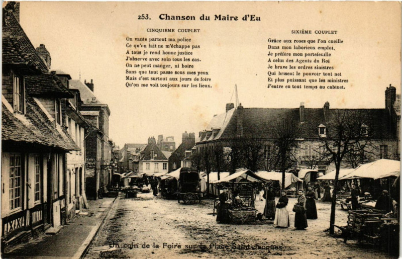 Carte postale ancienne Chanson du Maire d'Eu à Eu