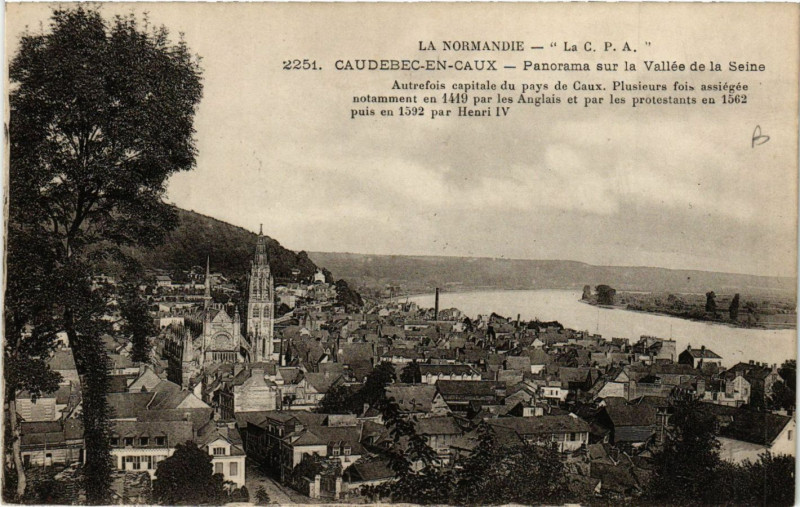 Carte postale ancienne Caudebec en Caux-Panorama sur la Vallée de la Seine