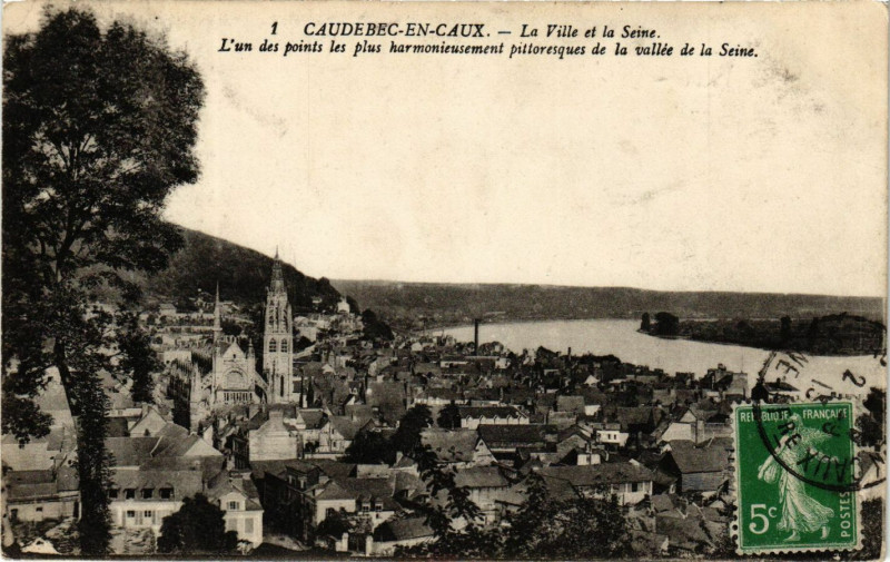 Carte postale ancienne Caudebec en Caux-La Ville et la Seine L'un des points les plus