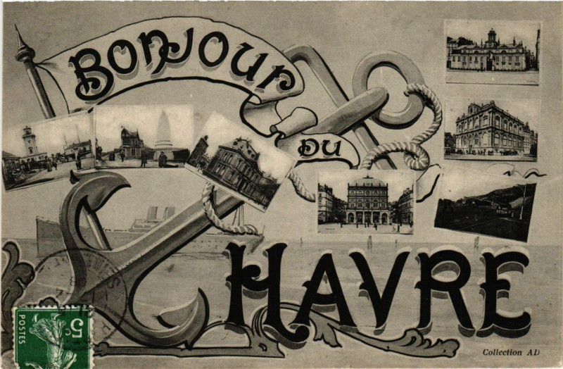 Carte postale ancienne Bonjour du Havre