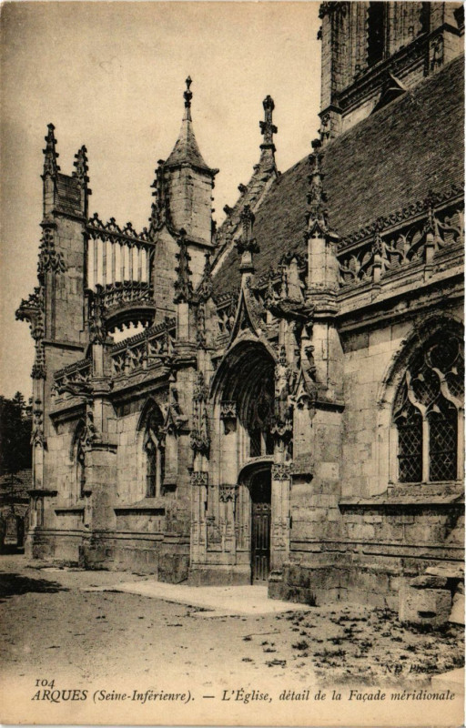 Carte postale ancienne Arques-L'Eglise detail de la Facade meridionale