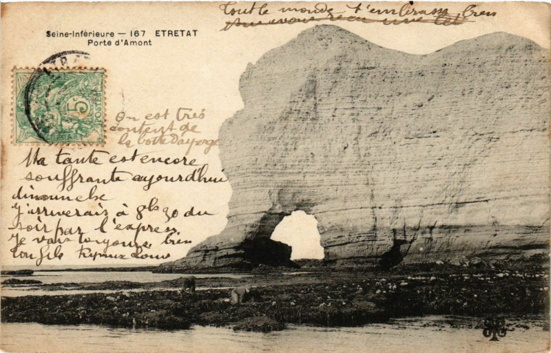 Carte postale ancienne Etretat-Porte d'Amont à Étretat