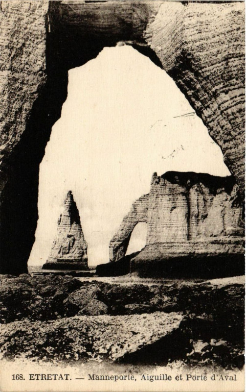 Carte postale ancienne Etretat-Manneporte Aiguille et Porte d'Aval à Étretat