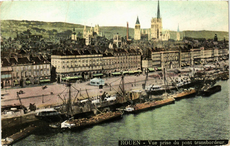 Carte postale ancienne Rouen-Vue prise du pont transbordeur à Rouen