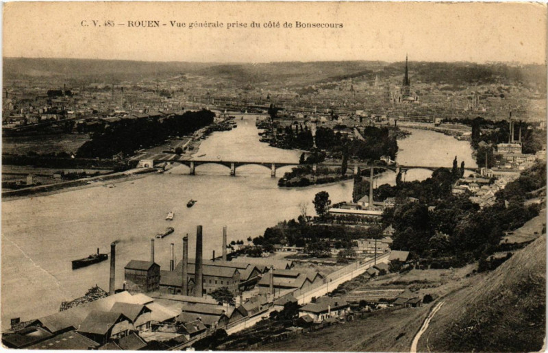 Carte postale ancienne Rouen-Vue générale prise du cote de Bon-Secours à Rouen
