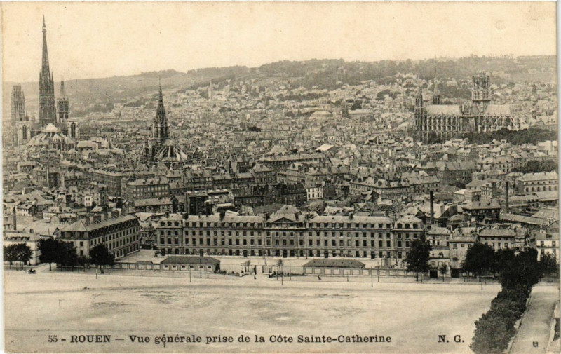 Carte postale ancienne Rouen-Vue générale prise de la cote Sainte-Catherine à Rouen